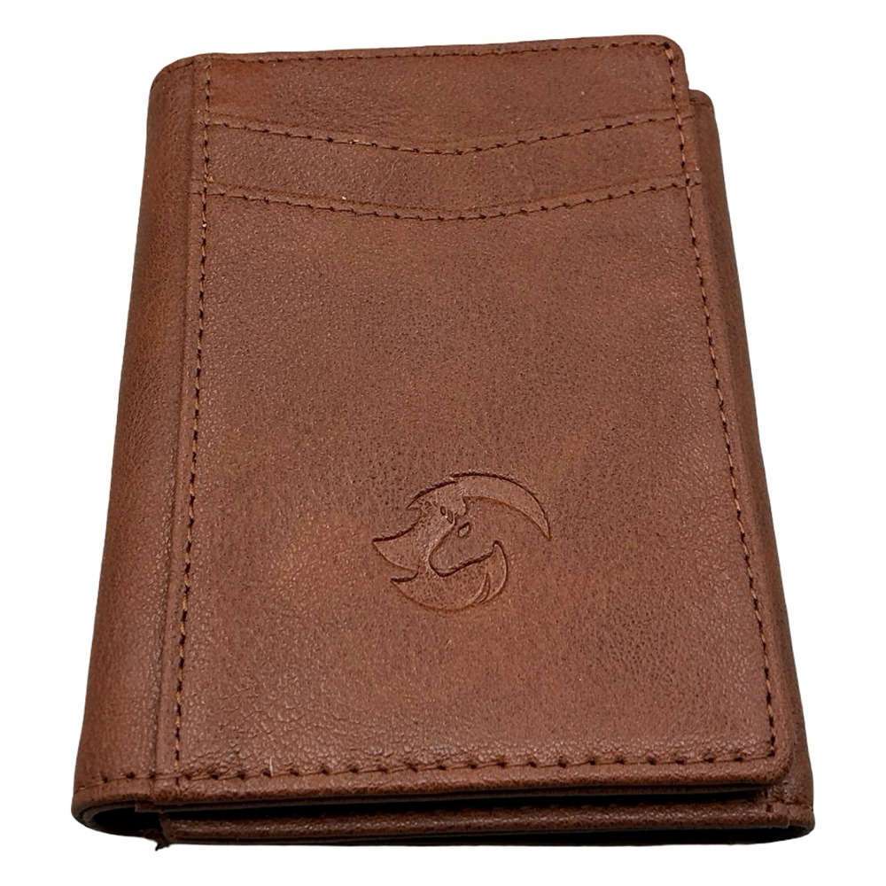 Housmai Mens Slim Magnetic Money Clip Wallet Brown Genuine Leather RFID Blocking